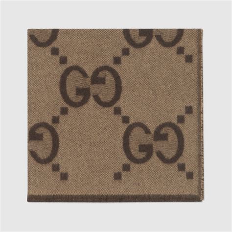 Baby GG cashmere blanket in beige and dark brown 